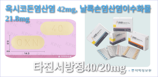 타진서방정40/20mg의 모양