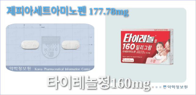 타이레놀정160mg의 모양